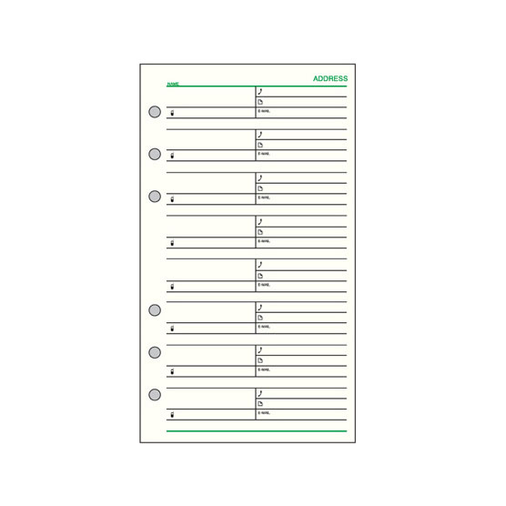 システム手帳リフィル/ダ・ヴィンチ / バイブル アドレス（1ページ8名）(10枚)