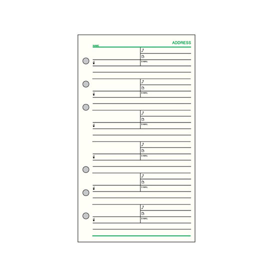 システム手帳リフィル/ダ・ヴィンチ / バイブル アドレス（1ページ6名）(10枚)